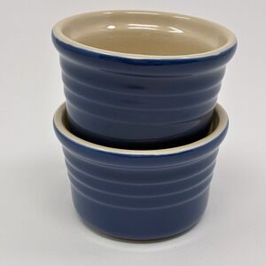 Set of 2 Le Creuset Stoneware Blue 3.25" x 2" Mini Ramekins Bakeware 02.03